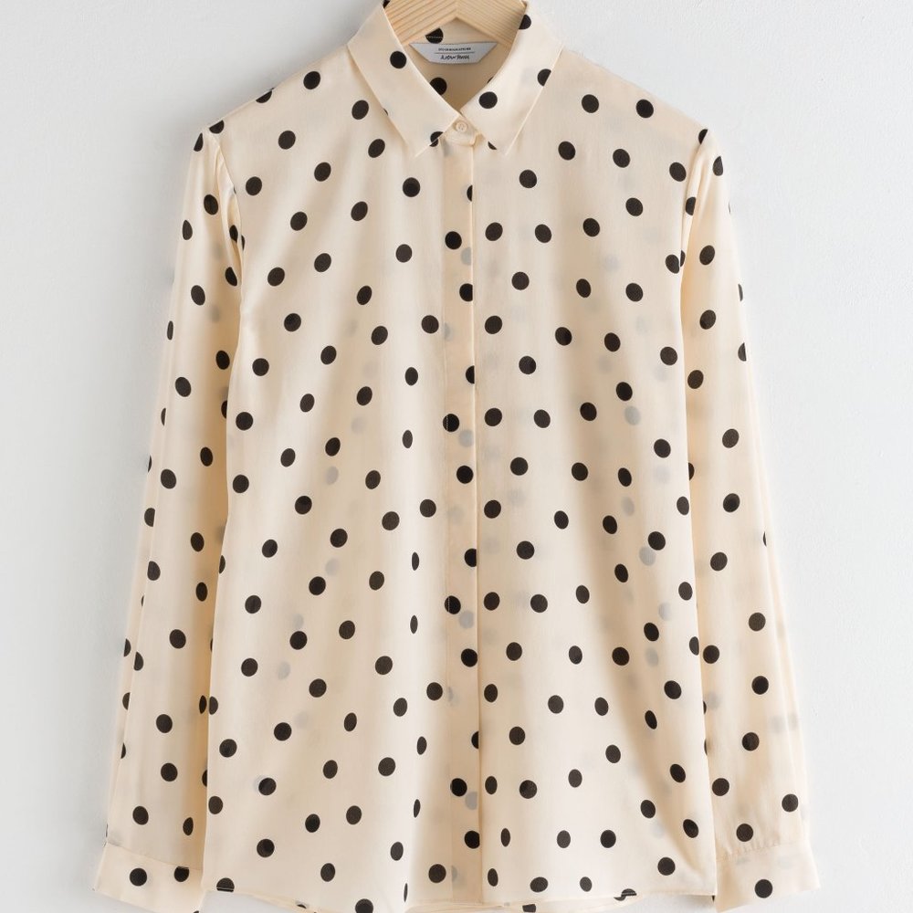NWT & OTHER STORIES Polka Dot Silk Shirt Size2